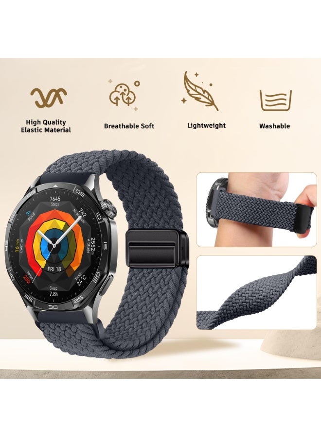 ChicVibe 22mm Nylon Strap for Huawei Watch GT6 Pro/GT6/GT5 Pro/GT5/GT4/GT3 46mm, Magnetic Buckle Sport Nylon Replacement Band for Huawei Watch Ultimate 2/4Pro 48mm/5/4/3Pro 46mm, Grey - Image 3